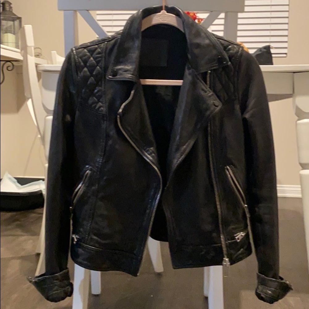 All saints leather jacket black, US 2 Uk 6 Eu 34